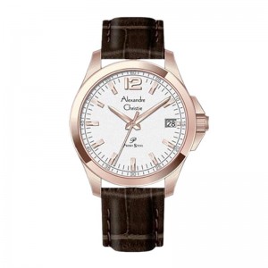 Alexandre Christie AC 1031 Rosegold White Brown Leather Man MDLRGSL